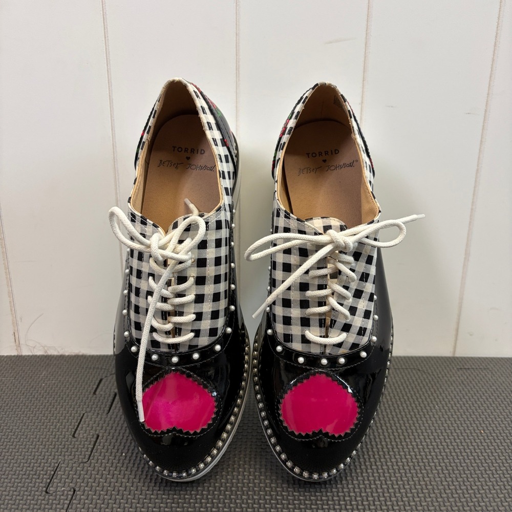 Torrid Betsey Johnson Rockabilly Plaid Oxford Platform Sneakers Women 8.5W Punk